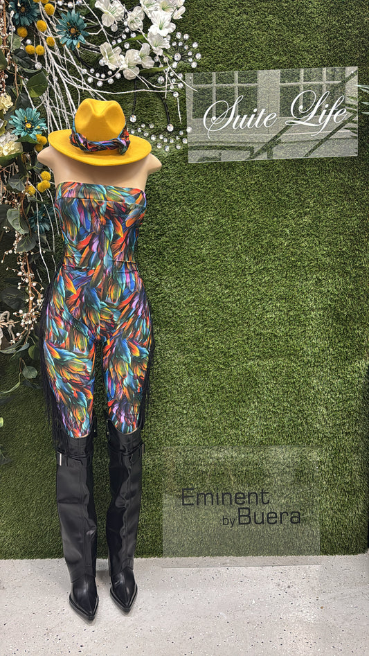 The Voltage Feather romper w/hat