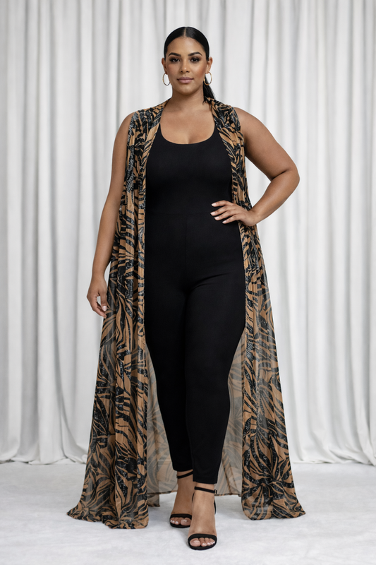 Palm Noir Sheer Duster